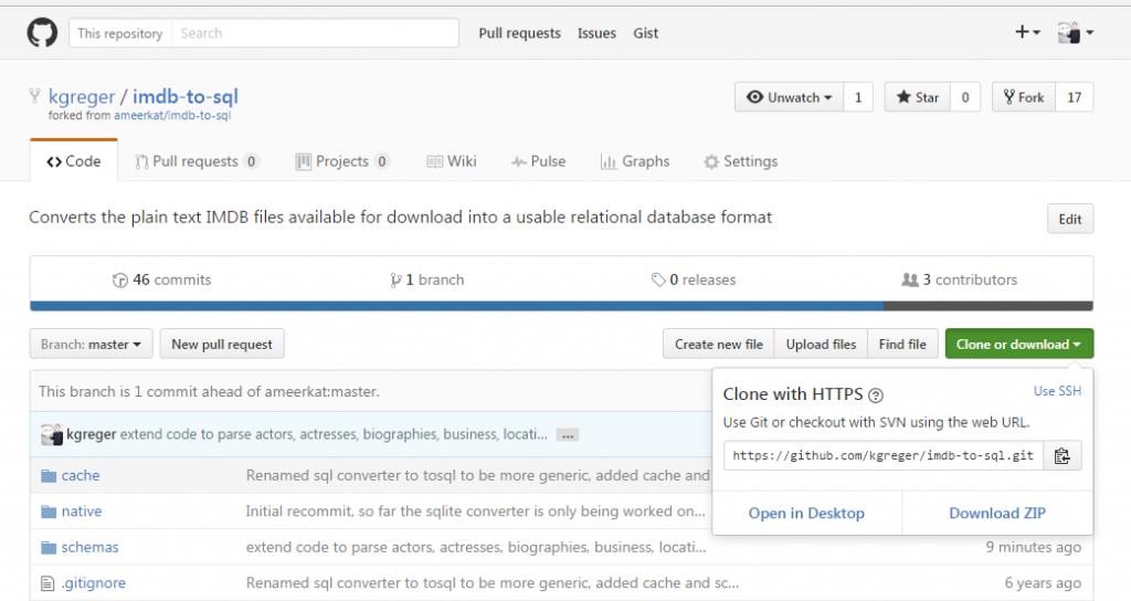 GitHub: clone or download repository