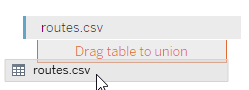 Drag table to union